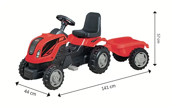 Traktor za decu sa prikolicom – Crveni