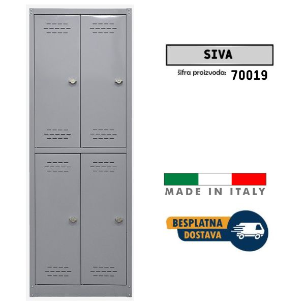 Metalni ormar 167x60x40cm, monoblok četiri vrata