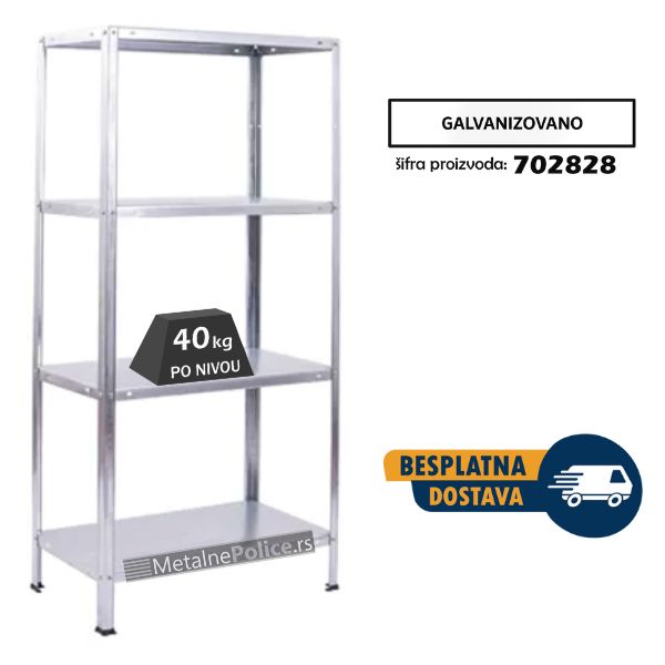 Polica metal-metal 140x70x30cm, 4x40kg