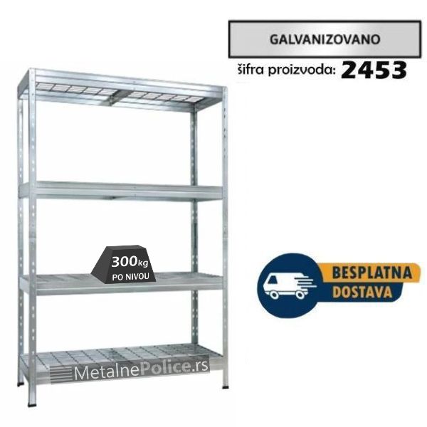 Metalna žičana polica RIVET 180x120x45cm 4x300 kg