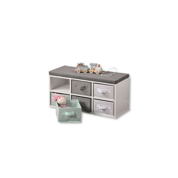 KESPER KSP17729 DEČIJA KLUPA KESPER SA FIOKAMA  33X68X29,5CM BELO SIVA