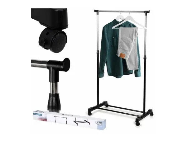 Vilde 568069 - Prenosni stalak za odeću sa tockicima  72 x 42 x 140 cm